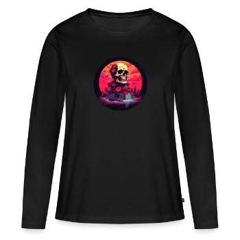 Crâne dans les mers du Sud - T-shirt manches longues Premium bio Femme - noir - Devant - Julia (174cm)