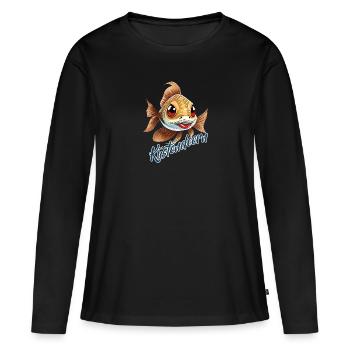 Küstendeern lustiger Fisch - Frauen Premium Bio Langarmshirt - Schwarz - Vorne - Julia (174cm)