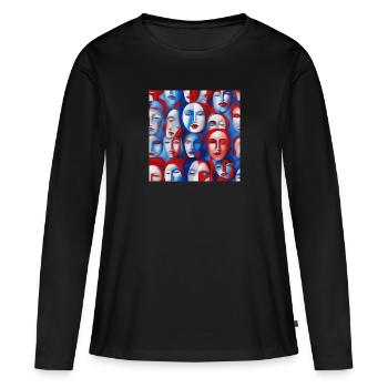 Masks of Color: Vibrant Apparel - T-shirt manches longues Premium bio Femme - noir - Devant - Julia (174cm)