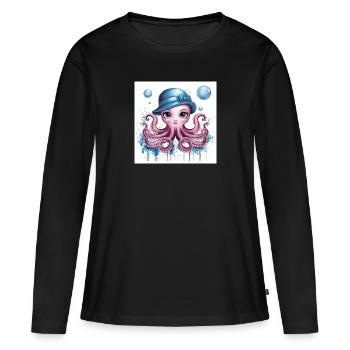 small cute octopus - Women's Premium Organic Long Sleeve Shirt - black - Front - Julia (174cm)