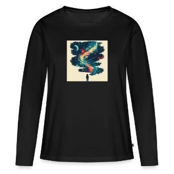 promesses spatiales - T-shirt manches longues Premium bio Femme - noir - Devant - Julia (174cm)