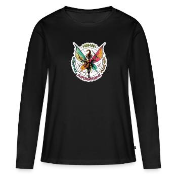 La maman fée - T-shirt manches longues Premium bio Femme - noir - Devant - Julia (174cm)