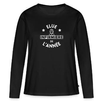 Élue infirmière de l'année - T-shirt manches longues Premium bio Femme - noir - Devant - Julia (174cm)