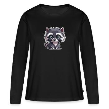 raton laveur mignon - T-shirt manches longues Premium bio Femme - noir - Devant - Julia (174cm)