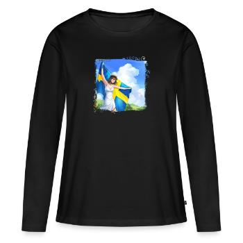 Abschlussfeier 2024 Abiturfeier - Frauen Premium Bio Langarmshirt - Schwarz - Vorne - Julia (174cm)
