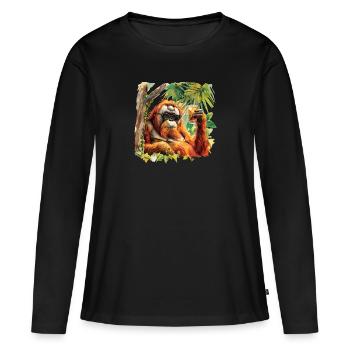 Orang-outan cool - T-shirt manches longues Premium bio Femme - noir - Devant - Julia (174cm)