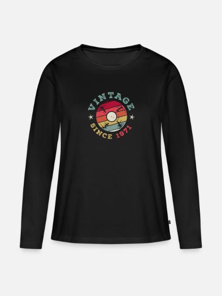 1971 Vintage - Women's Premium Organic Long Sleeve Shirt - black