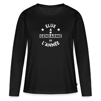 Elue gendarme de l année - T-shirt manches longues Premium bio Femme - noir - Devant - Julia (174cm)