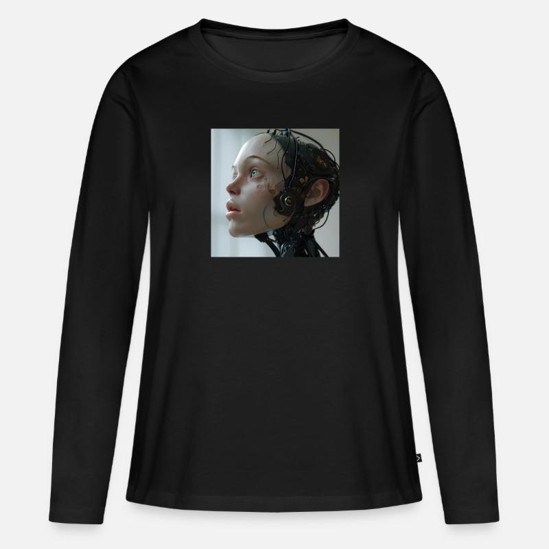 KI - Frauen Premium Bio Langarmshirt - Schwarz