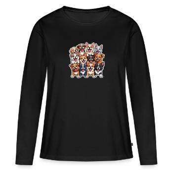Collage de chiens heureux - T-shirt manches longues Premium bio Femme - noir - Devant - Julia (174cm)