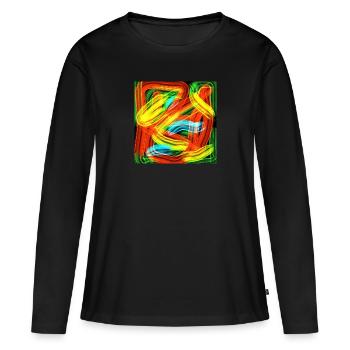 Color Stripes - Women's Premium Organic Long Sleeve Shirt - black - Front - Julia (174cm)