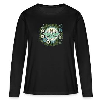 Luna-Motte - Frauen Premium Bio Langarmshirt - Schwarz - Vorne - Julia (174cm)