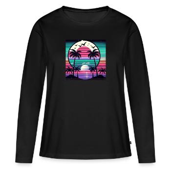 Tropical Sunset - Frauen Premium Bio Langarmshirt - Schwarz - Vorne - Julia (174cm)