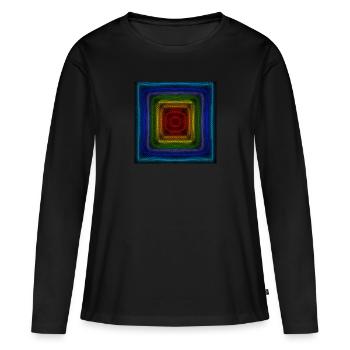 Regenbogen-Quadrate - Frauen Premium Bio Langarmshirt - Schwarz - Vorne - Julia (174cm)