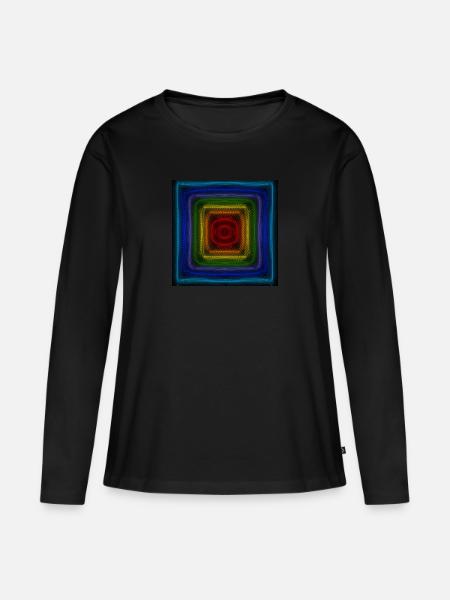 Regenbogen-Quadrate - Frauen Premium Bio Langarmshirt - Schwarz