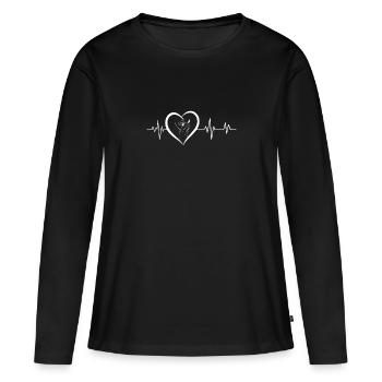 battement de cœur visage féminin - T-shirt manches longues Premium bio Femme - noir - Devant - Julia (174cm)