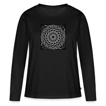 B&W Web Mandala - Frauen Premium Bio Langarmshirt - Schwarz - Vorne - Julia (174cm)