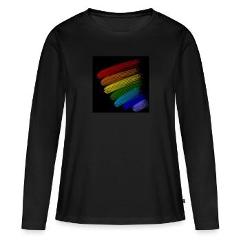 rainbow stripes - Women's Premium Organic Long Sleeve Shirt - black - Front - Julia (174cm)