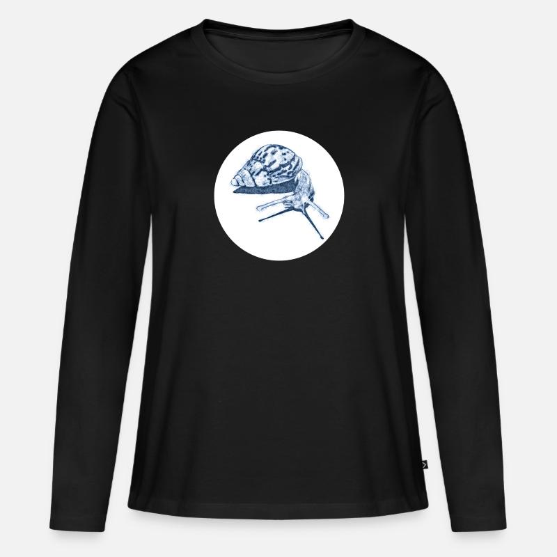 snail with shadow scribble art - Frauen Premium Bio Langarmshirt - Schwarz