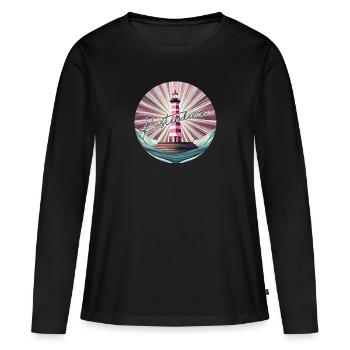 Pinker Leuchtturm - Frauen Premium Bio Langarmshirt - Schwarz - Vorne - Julia (174cm)