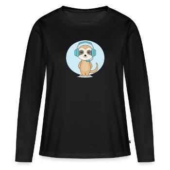 Erdmännchen mit Headset - Frauen Premium Bio Langarmshirt - Schwarz - Vorne - Julia (174cm)