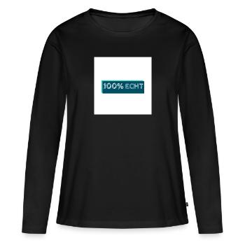 100% Echt - Frauen Premium Bio Langarmshirt - Schwarz - Vorne - Julia (174cm)