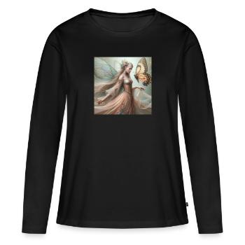 Butterfly Fairy. - Women's Premium Organic Long Sleeve Shirt - black - Front - Julia (174cm)