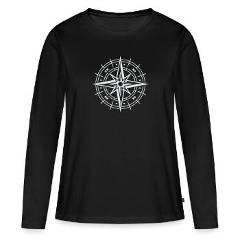 kompass - Frauen Premium Bio Langarmshirt - Schwarz - Vorne - Julia (174cm)