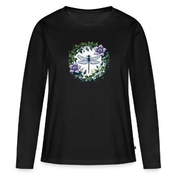 Libellule - T-shirt manches longues Premium bio Femme - noir - Devant - Julia (174cm)
