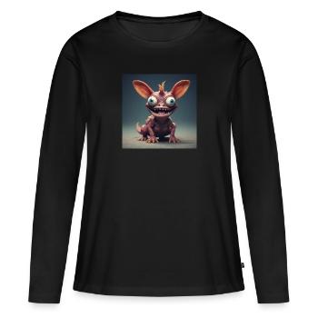 Créature joyeuse - T-shirt manches longues Premium bio Femme - noir - Devant - Julia (174cm)