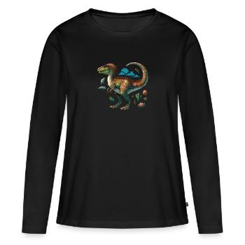T-Rex Dino Dinosaure - T-shirt manches longues Premium bio Femme - noir - Devant - Julia (174cm)