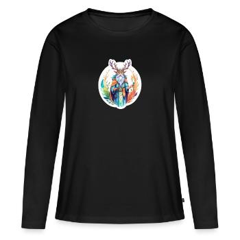 Aquarelles de druide - T-shirt manches longues Premium bio Femme - noir - Devant - Julia (174cm)