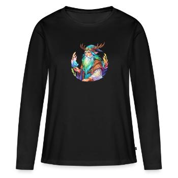 Aquarelles de druide - T-shirt manches longues Premium bio Femme - noir - Devant - Julia (174cm)