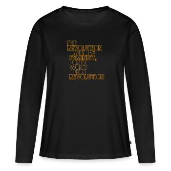 La Révolution sera féministe, ou ne sera-t-elle pas - T-shirt manches longues Premium bio Femme - noir - Devant - Julia (174cm)