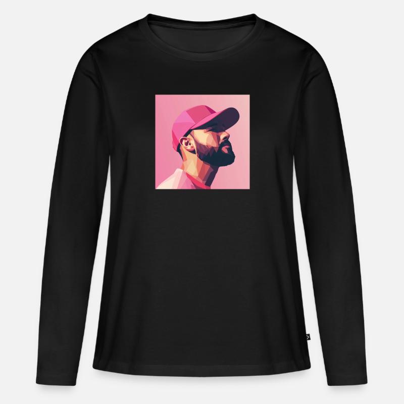 Pink - Frauen Premium Bio Langarmshirt - Schwarz
