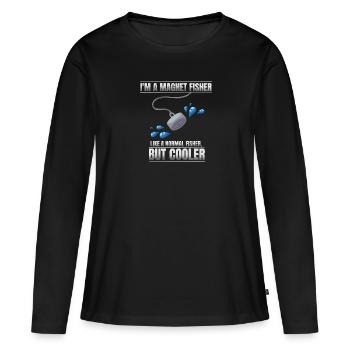 Je suis un pêcheur d’aimants - T-shirt manches longues Premium bio Femme - noir - Devant - Julia (174cm)