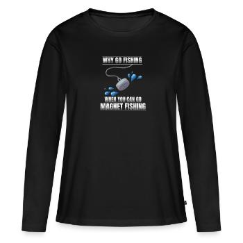 Pourquoi aller pêcher quand on peut aller à la - T-shirt manches longues Premium bio Femme - noir - Devant - Julia (174cm)
