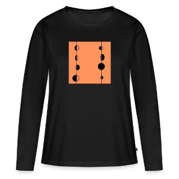 Bulles noires sur fond orange - T-shirt manches longues Premium bio Femme - noir - Devant - Julia (174cm)