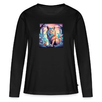 Löwe Fuchs Fabelwesen - Frauen Premium Bio Langarmshirt - Schwarz - Vorne - Julia (174cm)