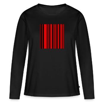 Bandes verticales de différentes nuances de rouge - T-shirt manches longues Premium bio Femme - noir - Devant - Julia (174cm)