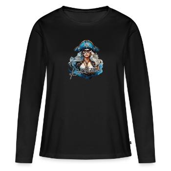 Coole Piratin - Frauen Premium Bio Langarmshirt - Schwarz - Vorne - Julia (174cm)