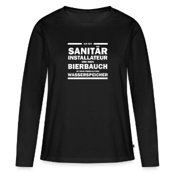 Sanitärinstallateur - Bierbauch mein Speicher - Frauen Premium Bio Langarmshirt - Schwarz - Vorne - Julia (174cm)