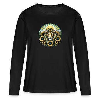 Leo Lion - T-shirt manches longues Premium bio Femme - noir - Devant - Julia (174cm)
