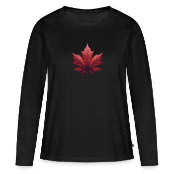 Maple Leaf Maple - Women's Premium Organic Long Sleeve Shirt - black - Front - Julia (174cm)