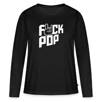 Fuck Pop Musik Heavy Metal Hard Rock Handgeste - Frauen Premium Bio Langarmshirt - Schwarz - Vorne - Julia (174cm)