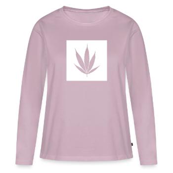 Hanfblatt weiss Klassisch - Frauen Premium Bio Langarmshirt - Altrosa - Vorne - Julia (174cm)