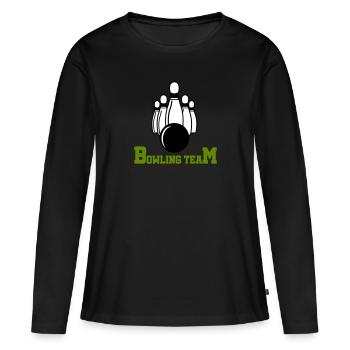 Équipe de bowling - T-shirt manches longues Premium bio Femme - noir - Devant - Julia (174cm)