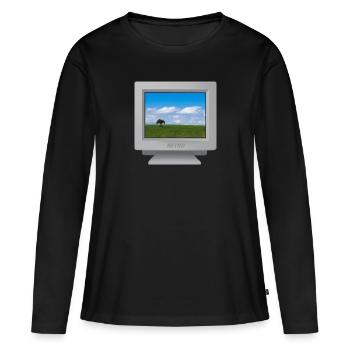 CRT - Hügel Tapete - Frauen Premium Bio Langarmshirt - Schwarz - Vorne - Julia (174cm)
