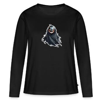 Zierkürbis mit Umhang - Frauen Premium Bio Langarmshirt - Schwarz - Vorne - Julia (174cm)