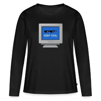 CRT Design - "Stay Cool" Tapete - Frauen Premium Bio Langarmshirt - Schwarz - Vorne - Julia (174cm)